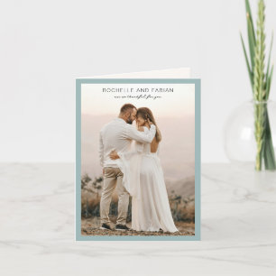 Carte De Remerciements Rochelle Aqua Moderne Contemporain Mariage Élégant