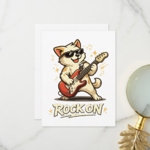 Carte De Remerciements Rock On Guitare Chien Drôle Musique Rock