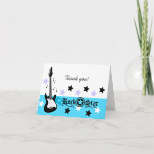 Carte De Remerciements Rock star Guitar *Blue* Thank you Note