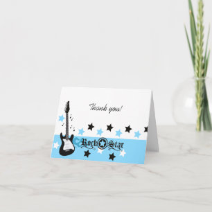 Carte De Remerciements Rock star Guitar *Blue* Thank you Note