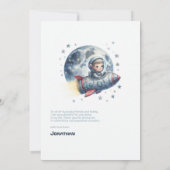 Carte De Remerciements Rocket Stellar Boy Space (Dos)