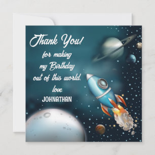 Carte De Remerciements Rocketship Space Adventure Anniversaire