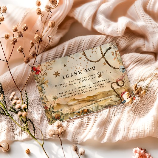 Carte De Remerciements Rodeo Boots & Cactus 1st Birthday