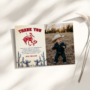 Carte De Remerciements Rodeo Western Cowboy Photo d'anniversaire