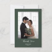 Carte De Remerciements ROE Dusky Green & White Simple Photo Mariage (Devant)
