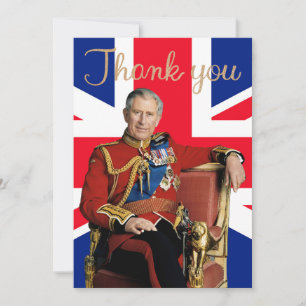 Carte De Remerciements Roi Charles III avec drapeau britannique