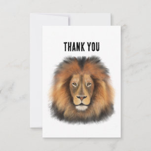 Carte De Remerciements roi lion de la jungle réaliste homme aquarelle
