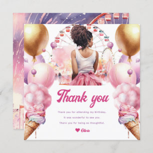 Carte De Remerciements Rollercoaster Party Aquarelle africaine-américaine