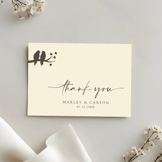 Carte De Remerciements Romantic Birds Classic Formal Wedding