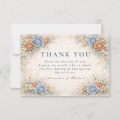 Carte De Remerciements Romantic Blue Floral Wedding (Devant)