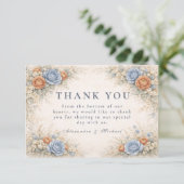 Carte De Remerciements Romantic Blue Floral Wedding (Debout devant)