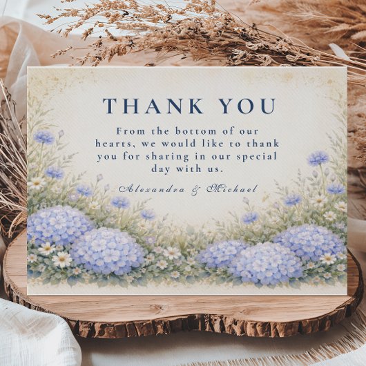 Carte De Remerciements Romantic Blue Hydrangea Wedding