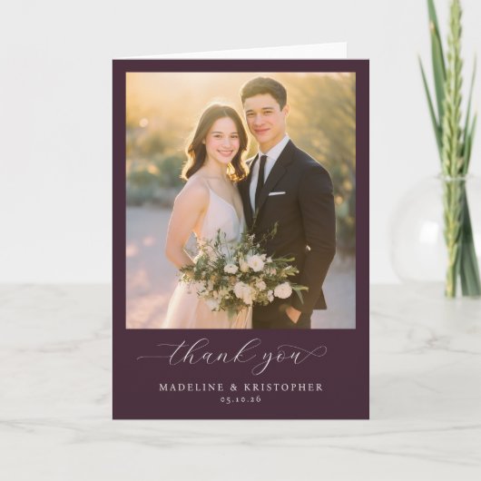 Carte De Remerciements Romantic Burgundy Photo (Devant)