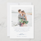 Carte De Remerciements Romantic Doodle Coquette Bow Blue Wedding Photo (Dos)