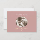 Carte De Remerciements Romantic Dusty Rose Photo Wedding (Devant)
