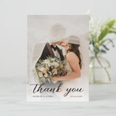 Carte De Remerciements Romantic Elegant Calligraphie Script Photo Mariage (Debout devant)