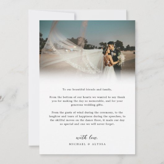 Carte De Remerciements Romantic Elegant Calligraphie Script Photo Mariage (Dos)