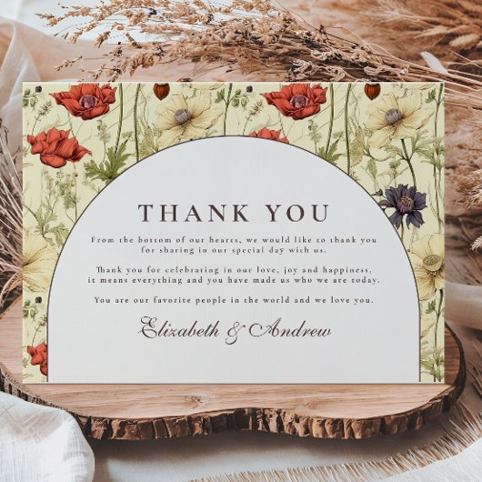 Carte De Remerciements Romantic Fall Floral Wedding
