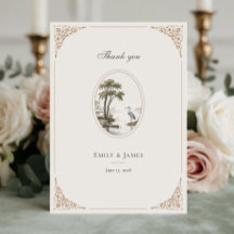 Romantic French Heron Oval Frame Wedding