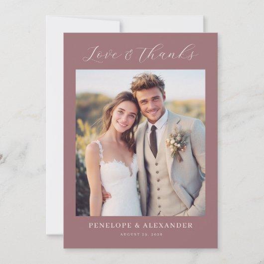 Carte De Remerciements Romantic Maroon Minimalist Photo (Devant)