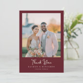 Carte De Remerciements Romantic Maroon Wedding Photo (Debout devant)