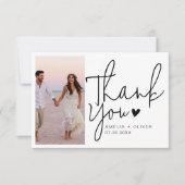 Carte De Remerciements Romantic Script Typography Wedding Photo (Devant)