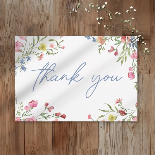 Carte De Remerciements Romantic Spring Wildflower Garden Wedding