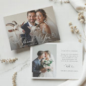 Carte De Remerciements Romantic Swirly Calligraphy Wedding 2 Photo