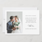 Carte De Remerciements Romantic Swirly Calligraphy Wedding 2 Photo (Dos)