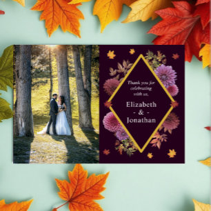 Carte De Remerciements Romantique Automne Dahlia Mariage