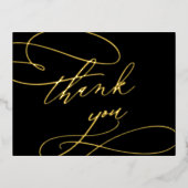Carte de remerciements romantique Black et Gold Fo (Recto)
