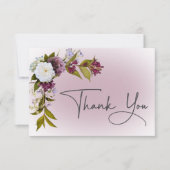 Carte De Remerciements Romantique Blanc & Violet Floral Mariage moderne (Devant)