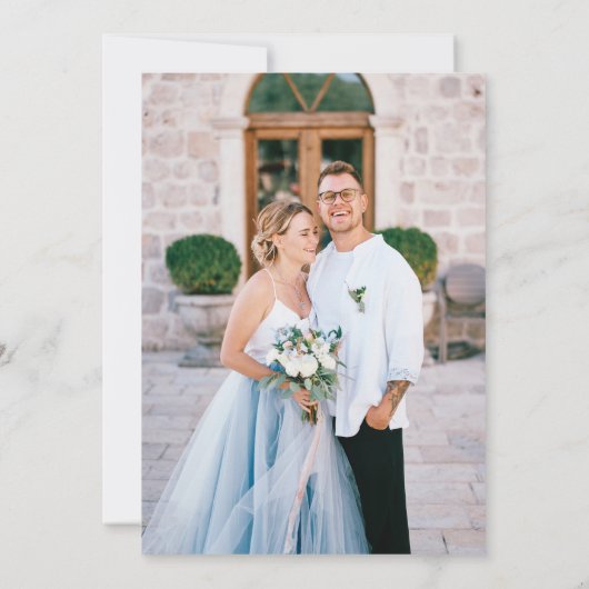 Carte De Remerciements Romantique Dusty Blue Floral Mariage photo (Dos)