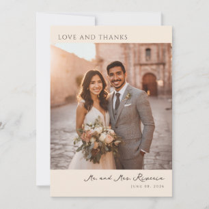 Carte De Remerciements Romantique Élégant Beige Photo