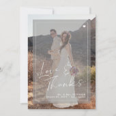 Carte De Remerciements Romantique élégant script 2 photos superposer mari (Devant)