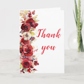 Carte De Remerciements Romantique Roses Rouges Florales Anniversaire (Devant)
