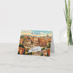 Carte De Remerciements Rome Italie Colisée Voyage Art Vintage