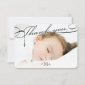 Carte De Remerciements Rosary Cross Monogram Scripted Photo religieuse (Devant)
