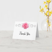 Carte de remerciements rose (Fleur jaune)