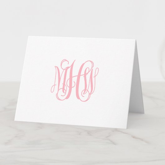 Carte De Remerciements Rose 3 Initiale Vigne Script Monogramme DIY Fond