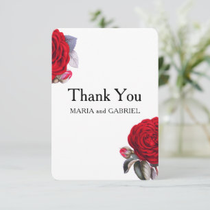 Carte De Remerciements Rose à fleur rouge. Chic élégant Remerciement de m