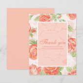 Carte De Remerciements Rose à fleurs orange (Devant / Derrière)