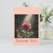 Carte De Remerciements Rose Amidst Library Light Books Lovers (Debout devant)