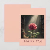 Carte De Remerciements Rose Amidst Library Light Books Lovers (Devant / Derrière)