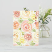 Carte De Remerciements Rose aquarelle juste une note (Debout devant)