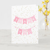 Carte de remerciements rose bébé fille (Fleur jaune)