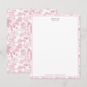 Carte De Remerciements Rose blanc rose Chinoiserie Motif