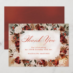 Carte De Remerciements Rose blanche Bourgogne Chute Florale 100e annivers