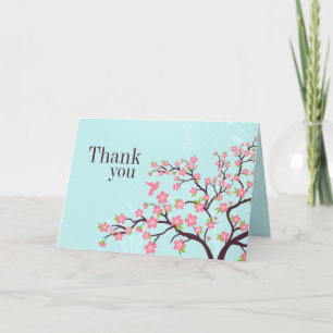 Carte de remerciements rose bleu de mariage de