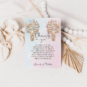 Carte De Remerciements Rose Bleu Or Teddy Ours Sexe Révélation